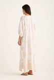 120% Lino Midi Shirt Dress with print in White