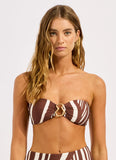 Seafolly Coastline Ring Front Bandeau Bikini in Cocoa