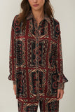 Farm Rio Snake Scarves Pleated Shirt in Animal Print