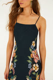 Farm Rio Maira Floral Maxi Dress Dark Blue