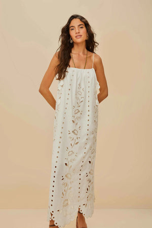 Farm Rio Richelieu Maxi Dress in Off White