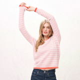 Jumper 1234 Tipped Little Stripe Crew in Powder