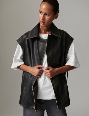 Day Birger Et Mikkelson Cristin Leather Gilet in Black