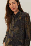 Farm Rio Golden Foliage Pajama Shirt in Black