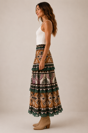 Farm Rio Foliage Soft Skirt in Sage