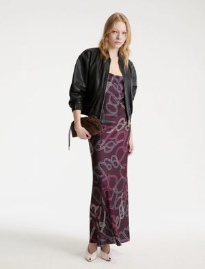 Marella Alfio Leather Bomber Jacket in Black