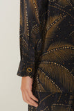 Farm Rio Golden Foliage Pajama Shirt in Black