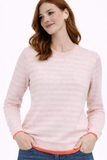 Jumper 1234 Tipped Little Stripe Crew in Powder