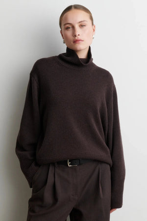 Second Female Alpha Knit T Neck in Dark Brown