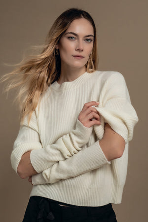 Solocascmir Jumper with Sleeves in Panna