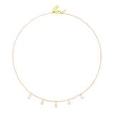 Talis Chains Beaded Necklace Cz Drops in Rose Quartz