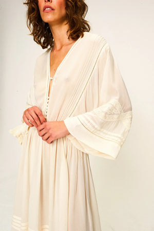 Faune Dahlia Crepe Maxi Dress in Cream