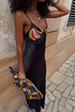 Never Fully Dressed Banana Slip Dress in Black
