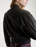 Marella Alfio Leather Bomber Jacket in Black