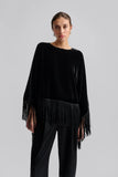 Malina Caitlin Fringe Blouse in Black