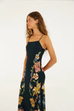 Farm Rio Maira Floral Maxi Dress Dark Blue