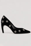 Lola Cruz Velvet Court Heels in Black