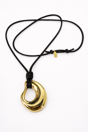 Talis Chains Sculptural Leather Cord Necklace in Gold