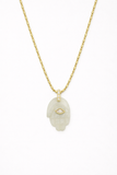 Talis Chains Hand Pendant Necklace in Labradorite Gold