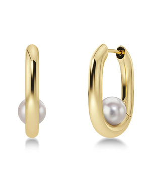 Edblad Large Modernist Pearl Hoops in Gold