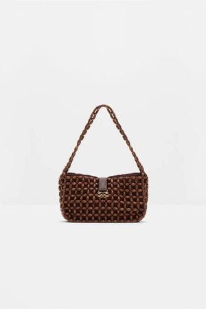 Malina Elvina Wood Pearl Bag in Expresso