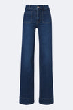 Frame Le Slice Slim Palazzo Long in Folklore Blue