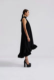 By Malina Sabrina Halterneck Ruffle Maxi Dress in Black