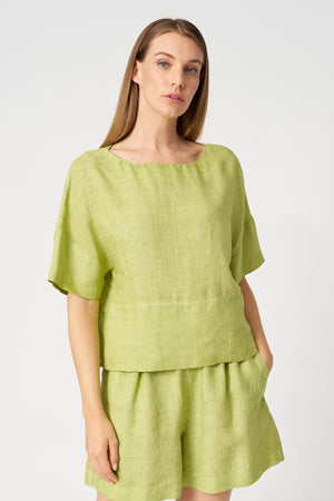 120% Lino Short Sleeve Shirt in Apple