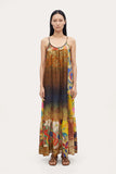 120% Lino Patchwork Print Halter Maxi Dress in Multi