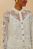 Farm Rio Swan Lake Guipure Shirt in Off White