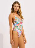 Seafolly Parfait V Neck One Piece in Pink