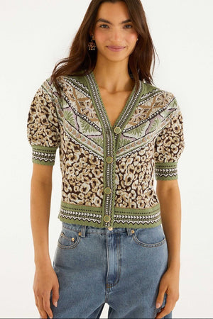 Farm Rio May Leopard Knit Cardi LEOPARD