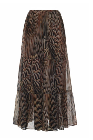 Devotion Ivory Maxi Skirt in Animal print