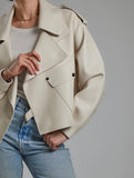 Jane & Tash Oversized Leather Jacket in White