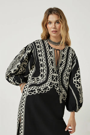 Scarlet Poppies Tahara Kaftan in Black