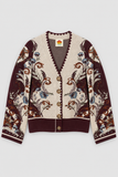 Farm Rio Millena Burgundy Knit Cardigan in Multi