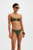 Malina Leana Gold Embellished Bandeau Bikini And Bottoms in Olive