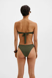 Malina Leana Gold Embellished Bandeau Bikini And Bottoms in Olive