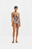 Malina Idalia Bandeau Cut Out Swimsuit in Burnt Leaf