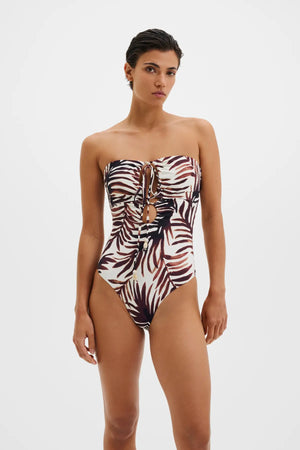 Malina Idalia Bandeau Cut Out Swimsuit in Burnt Leaf
