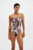 Malina Idalia Bandeau Cut Out Swimsuit in Burnt Leaf