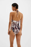 Malina Idalia Bandeau Cut Out Swimsuit in Burnt Leaf
