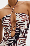 Malina Idalia Bandeau Cut Out Swimsuit in Burnt Leaf