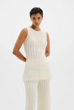 Malina Amal Knitted Fringe Top in White