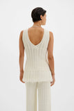 Malina Amal Knitted Fringe Top in White