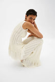 Malina Amal Knitted Fringe Top in White