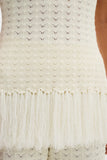 Malina Amal Knitted Fringe Top in White
