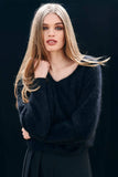 Jumper 1234 Brushed Boxy Vee in Black