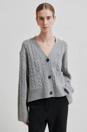 Second Female Alphine Knit Cardigan in Grey