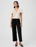 Paige Clean Front Velvet Anessa Trouser in Black